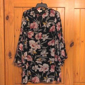 Umgee Black Floral Dress- Size Small